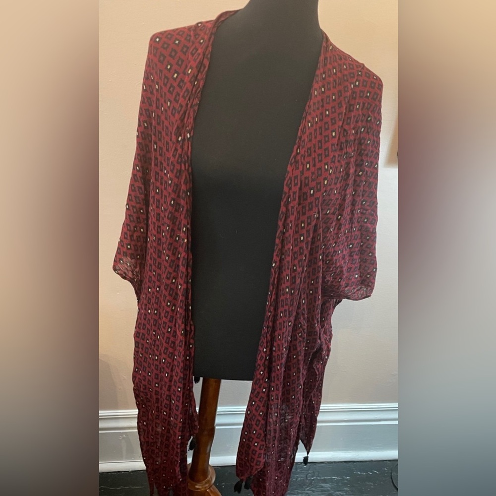 Lane Bryant Ruana kimono top tassels size OSFM